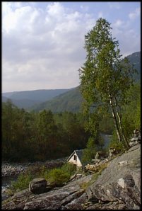 Uitzicht bij waterval